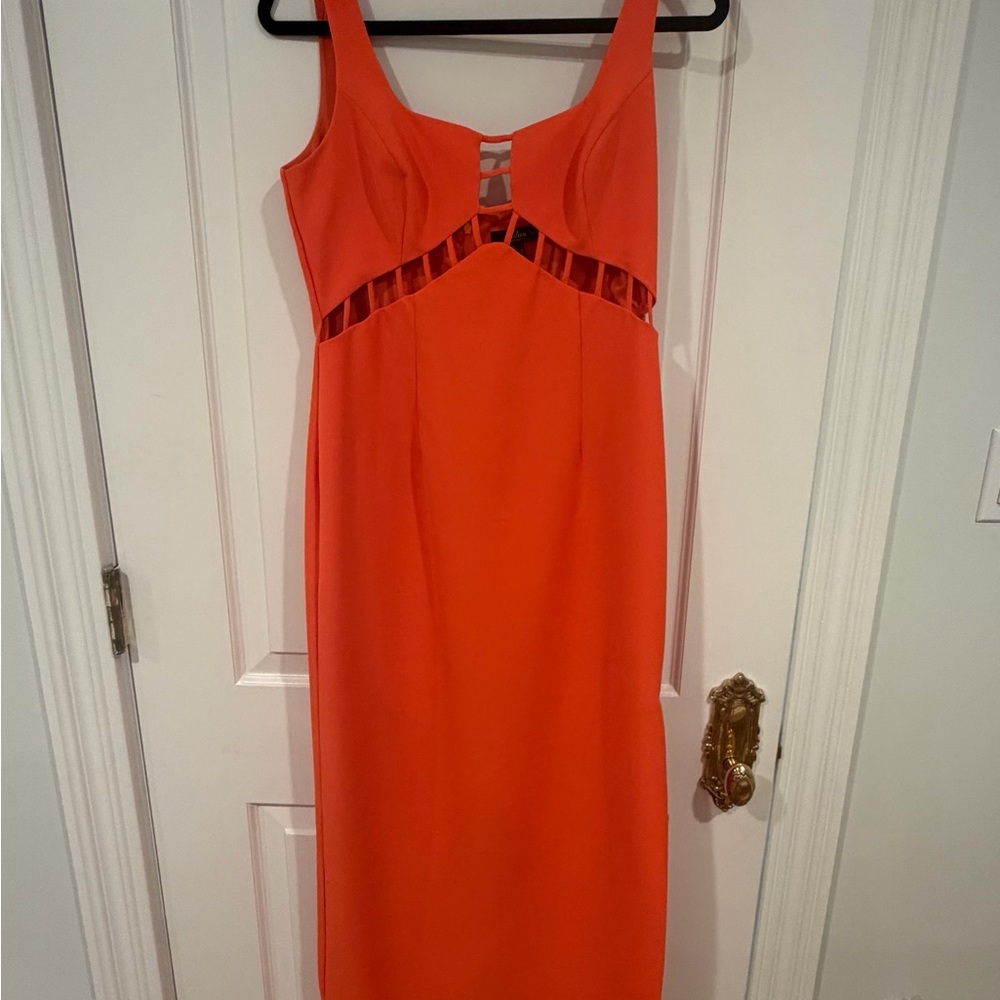 Aidan Mattox Vibrant Orange Maxi Dress - Picture 2 of 6